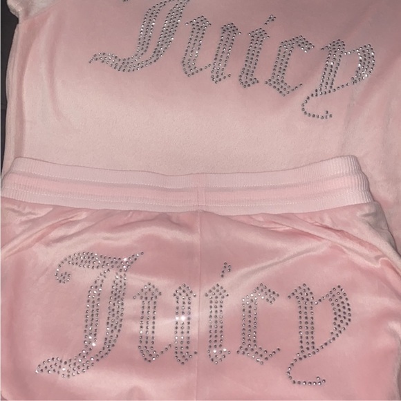 New Juicy Couture Pink Velour Bling Top & Pants 2 Piece Set - Picture 3 of 17